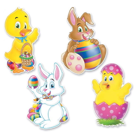Club Pack of 48 Bunny and Chick Printed Cutouts Easter Decorations 14"