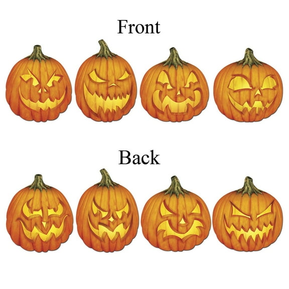 Beistle Club Pack of 48 Scary Jack-O-Lantern Halloween Foil Cutout Decorations 14"