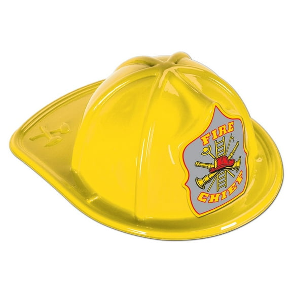 Beistle Club Pack of 48 Yellow Fire Chief Costume Hat with Silver Shield - Medium Size