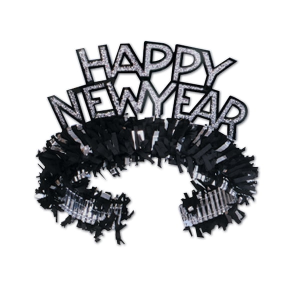 Beistle Club Pack of 50 Black and Silver Regal "Happy New Years" Legacy Party Favor Tiaras