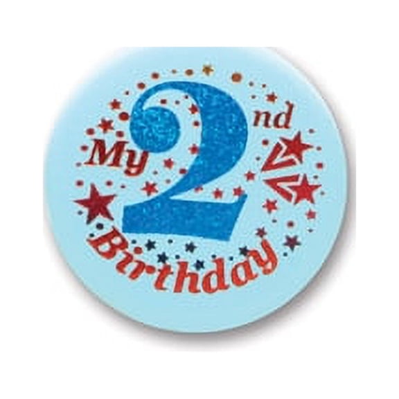 Beistle Club Pack of 6 Blue "My 2nd Birthday" Decorative Satin Buttons for Boys 2"