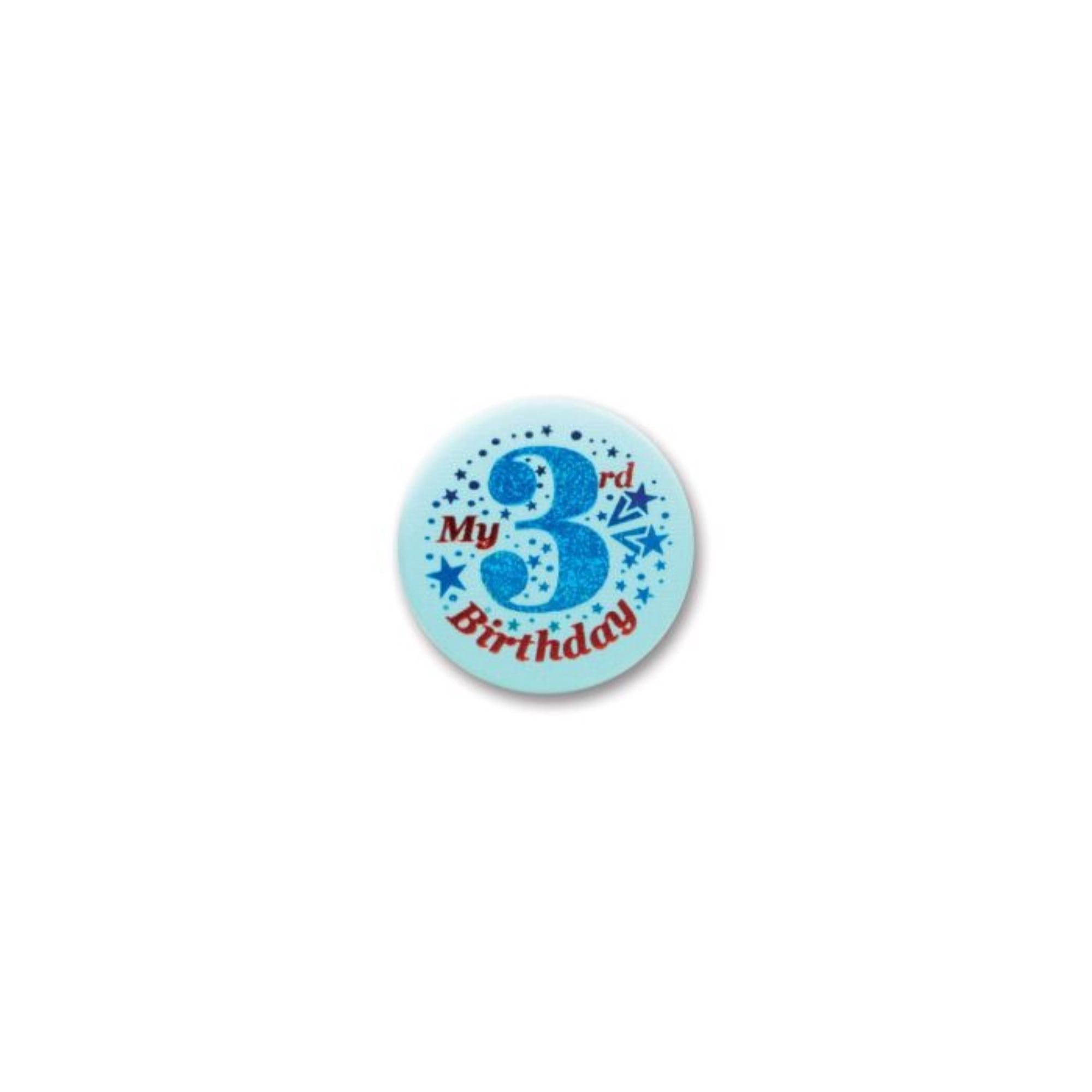 Club Pack of 6 Blue My 3rd Birthday Decorative Satin Buttons for Boys 2"