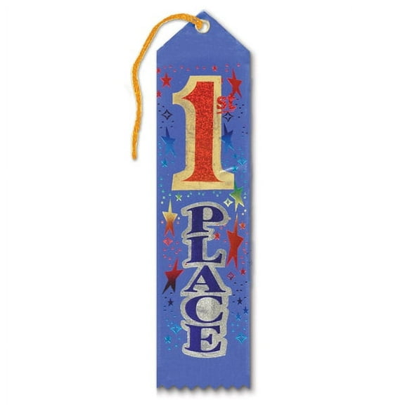 Beistle Club Pack of 6 Royal Blue 1st Place Award School and Sports Ribbons 8"