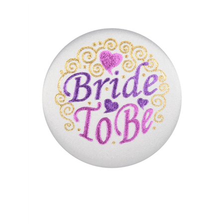 Beistle Club Pack of 6 White Bride To Be Satin Decorative Button with Hearts 2"
