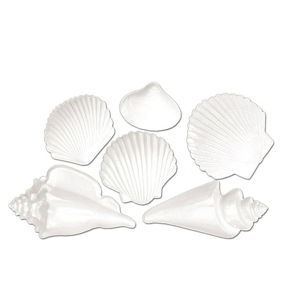 Beistle Club Pack of 72 White Seashell Luau Decors 15.75"