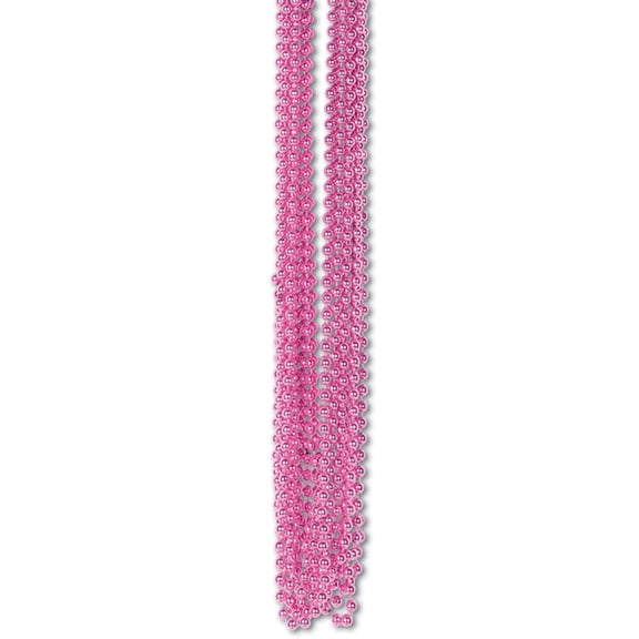 Club Pack of 720 Pink Metallic Small Round Beaded Necklace Birthday Party Favors 33''