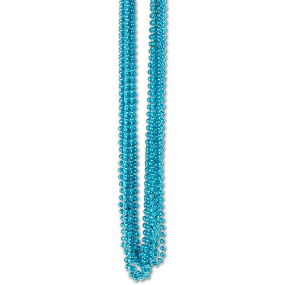 Beistle Club Pack of 720 Turquoise Metallic Small Round Beaded Necklace Birthday Party Favors 33''