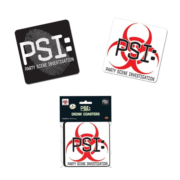 Beistle Club Pack of 96 Black and Red Party Scene Investigation Drink Coasters 3.5"