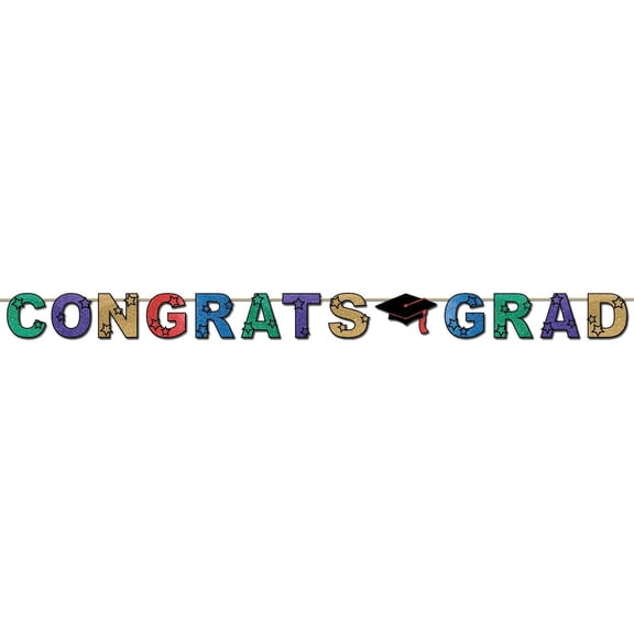 GLITTERED CONGRATS GRAD BANNER