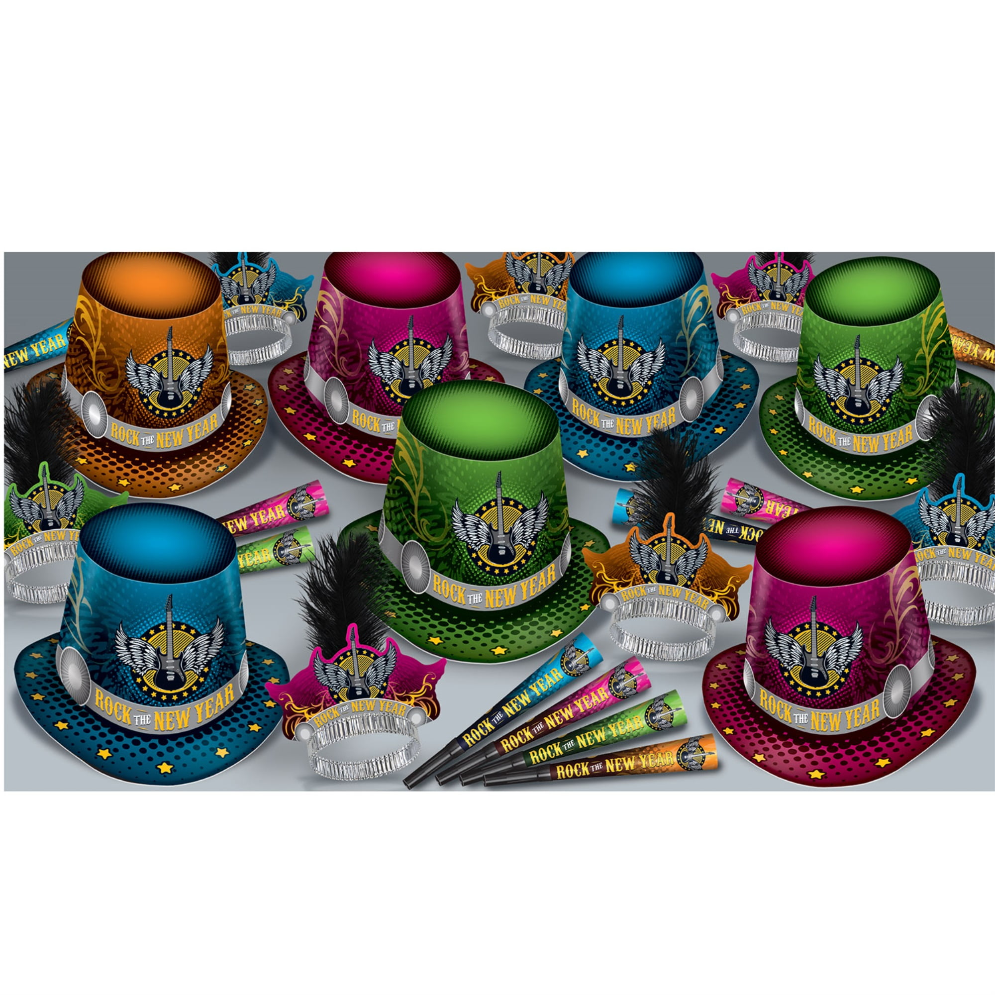 Beistle Colorful New Years Eve Assortment for 50 People Party Supplies Photo Booth Props Hats, Tiaras, Horns, Size, Multicolored