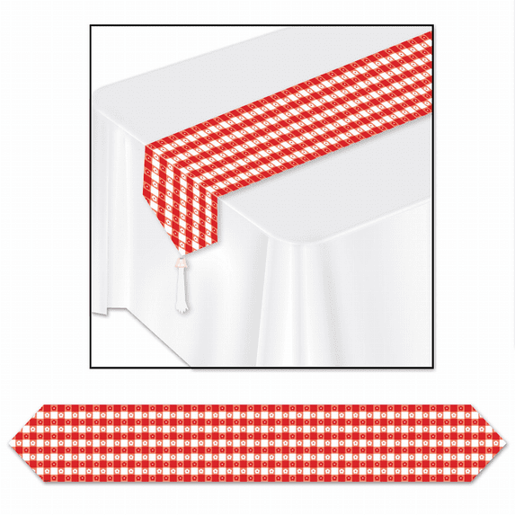 Beistle Company 54938 Printed Gingham Table Runner - Red