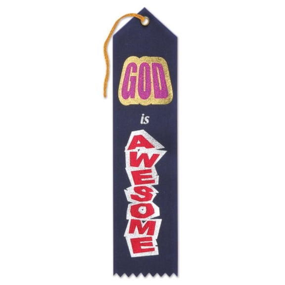 Beistle God Is Awesome Ribbon Bookmark - 8" - Dark Blue - Set of 6