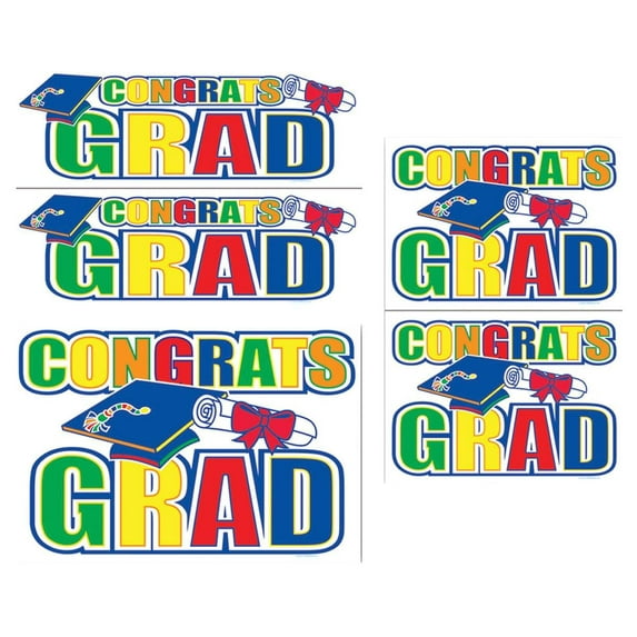 Beistle Congrats Grad Car Clings Decorations 19" x 11" sheet 5pc Graduation Window Clings