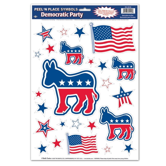 Beistle - Democratic Peel 'N Place - 12" x 17" Sh - Pack of 12