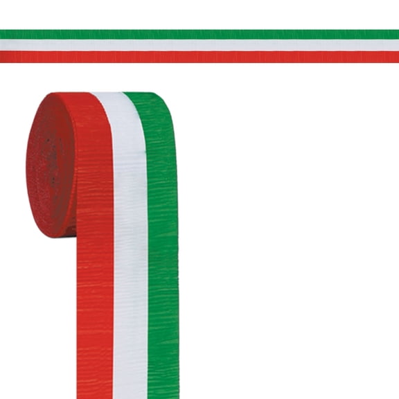 Beistle - FR Red, White & Green Crepe Streamer - 2½" x 30' - Pack of 12