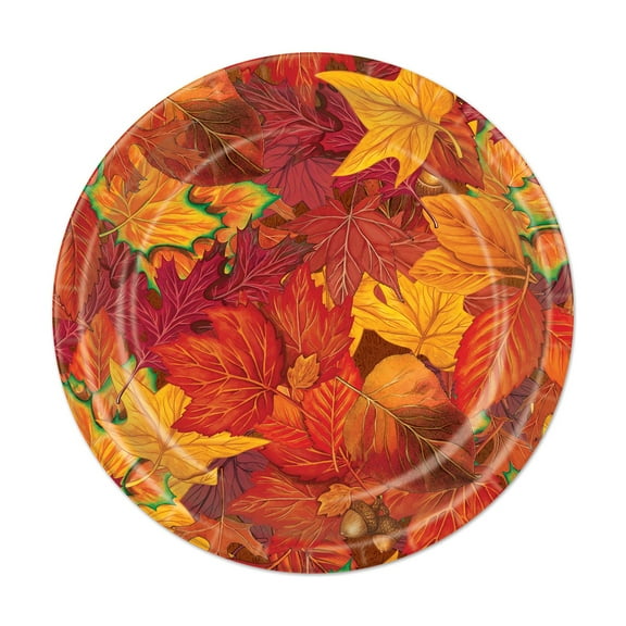 96 Pack Beistle Thanksgiving Fall Leaf Paper Plates 7 inch
