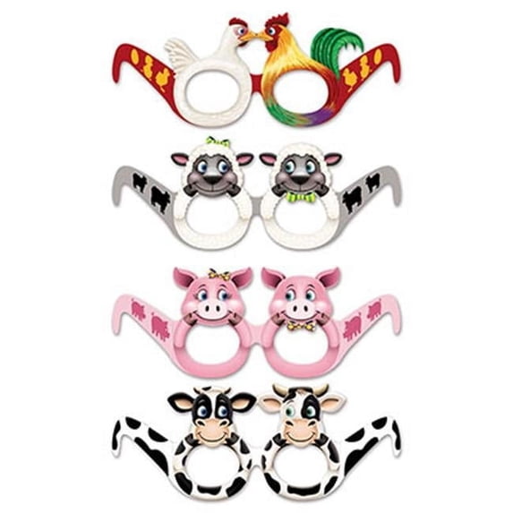 Beistle Farm Animal Eyeglasses - Pack of 12 - Assorted Colors