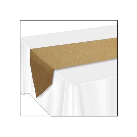 Beistle Faux Burlap Table Runner, 12" x 6', Tan/Brown