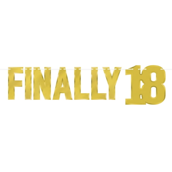 Beistle Finally 18 Birthday Party Streamers - Gold - 3' - Club Pack of 12