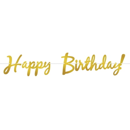 Beistle Foil Happy Birthday Streamer (Case of 12) Gold