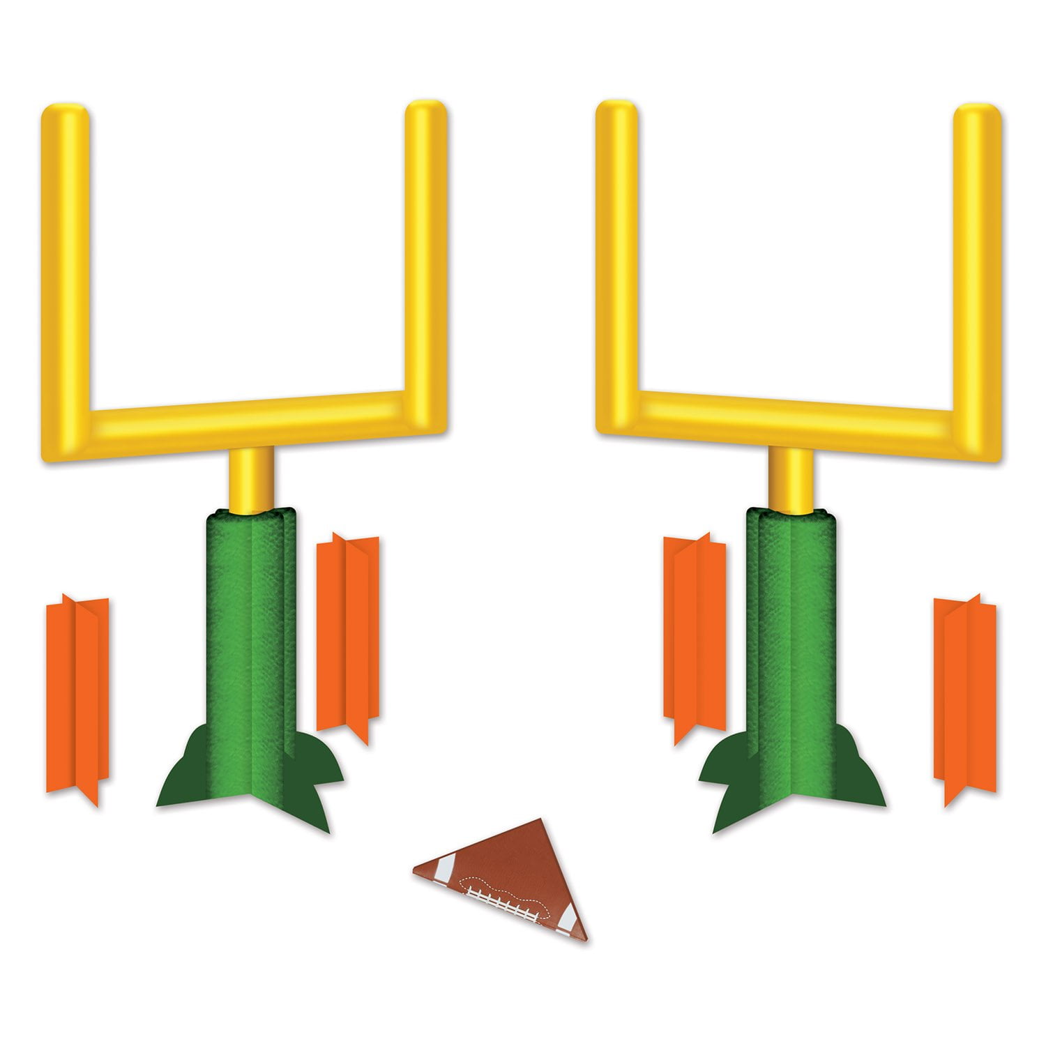 Beistle 2 Piece Game Day Goal Post Centerpieces Football Decorations Sports Party Supplies, 11", Green/Yellow/Orange/Brown/White