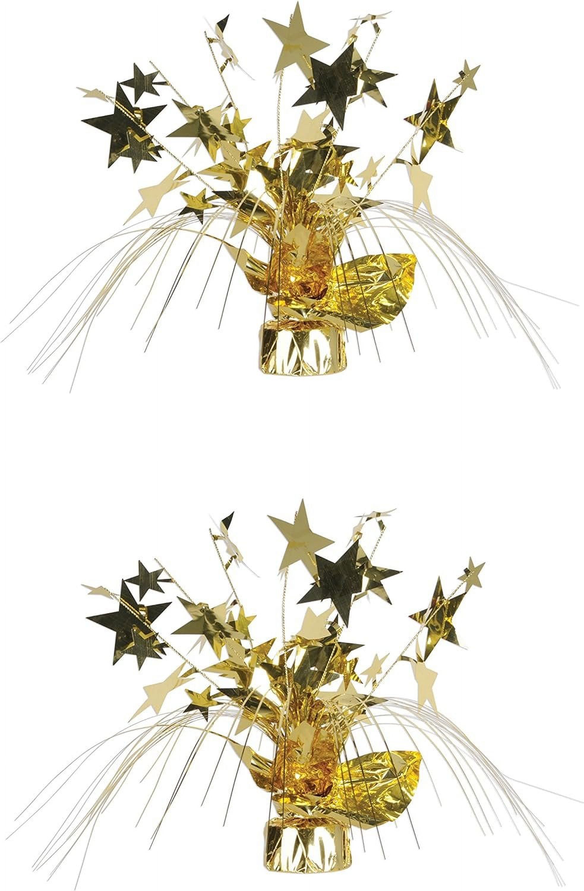 Beistle Gold Gleam 'N Spray Awards Night Star Birthday Celebration Centerpieces, 2 Piece, 11"