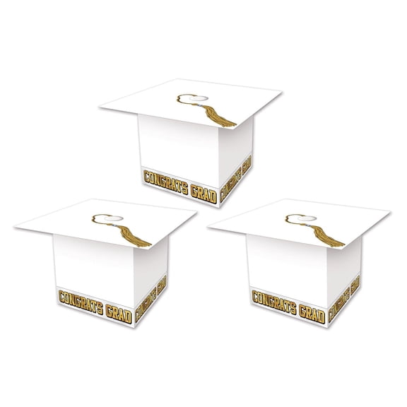 36 Pack Beistle Grad Cap Graduation Party Favor Boxes - white