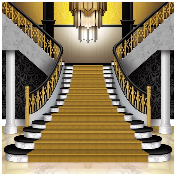 Beistle Great 20's Grand Staircase Photo Prop Decoration - 7' - Gold and Black