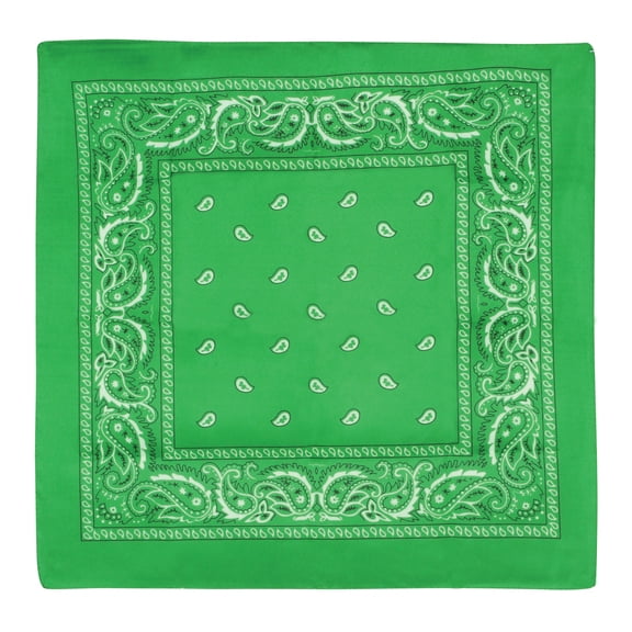 Green Fabric Bandanas, 22" x 22", (6/Pkg)