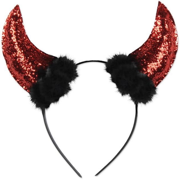 Beistle Halloween Glittery Devil Horns Headband | One Size | Multicolor | 1 Pc
