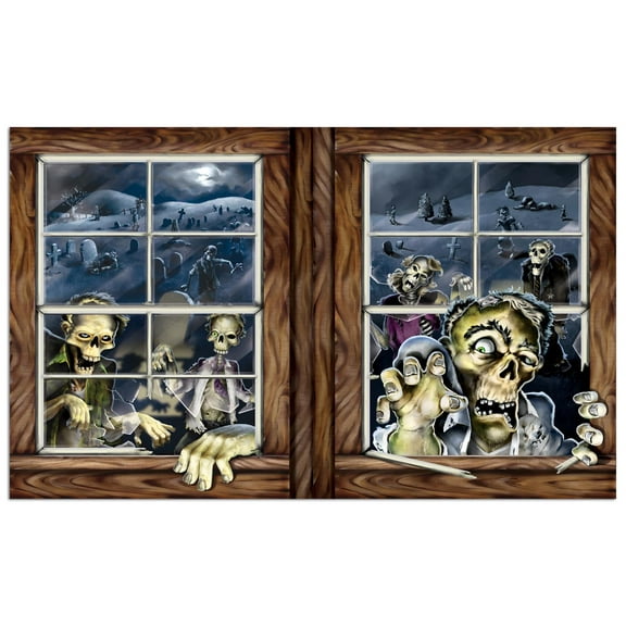 6 Pack Beistle Halloween Zombie Attack Insta-View Decoration