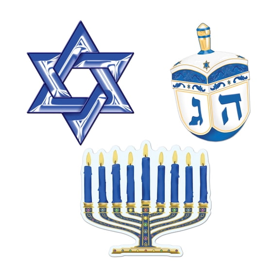 Hanukkah Cutouts 9 1 By 2" - 12 Pack (3 Per Package)
