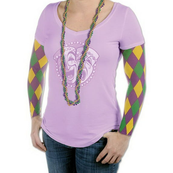 Beistle Harlequin Party Sleeves (Includes 1 Pair in Package), Green/Yellow/Purple