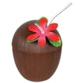 thumbnail image 1 of Beistle Hawaiian Luau Party Coconut Cup w Cover & Flower Straw 9", 1 of 8