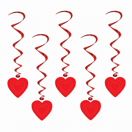 Beistle Heart Whirls, 35", 5 Whirls In Package