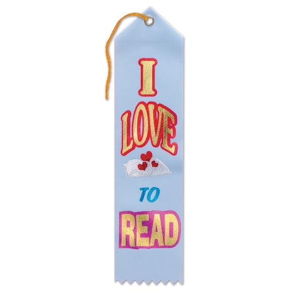Beistle - I Love To Read Award Ribbon - 2" x 8" - Pack of 6