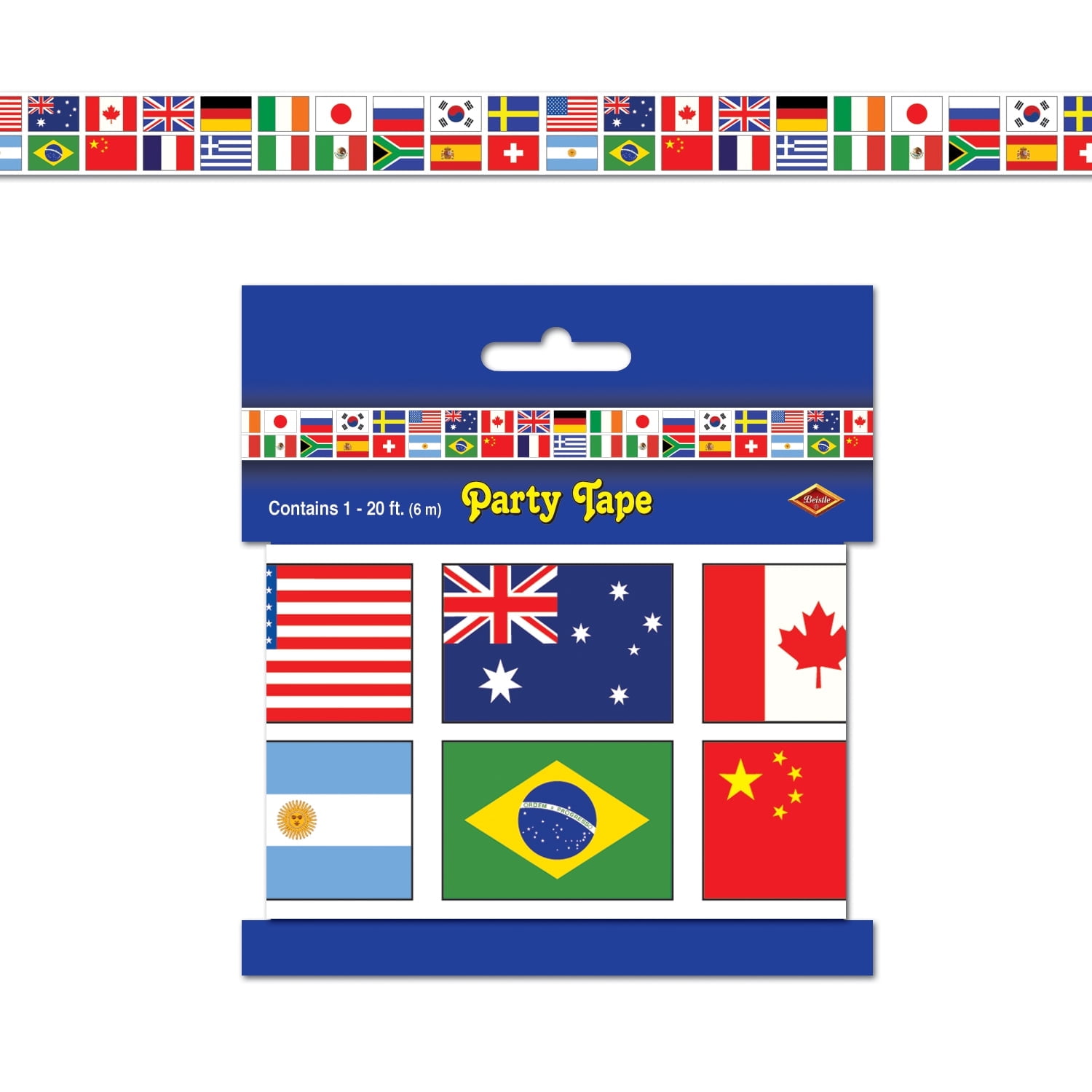 Beistle - International Flag Party Tape - 3" x 20' - Pack of 12