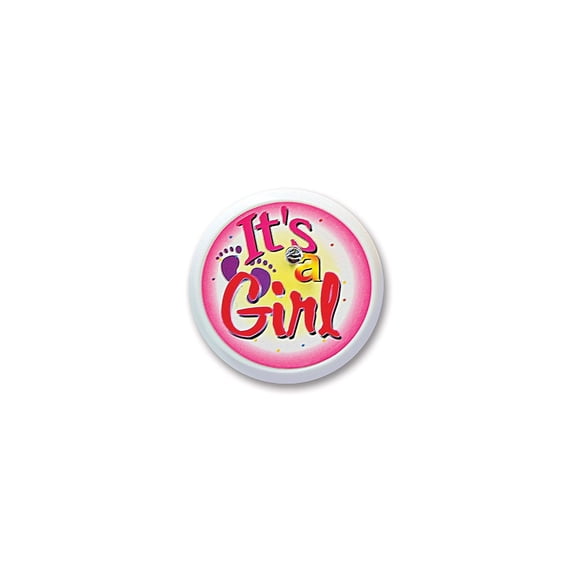 Beistle It's A Girl Light-Up Plastic Blinking Button, Multicolored