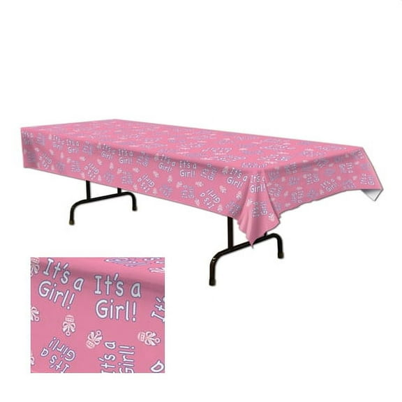Beistle It's a Girl! Pink Table Cover Baby Shower Decoration, 54-Inches by 108-Inches