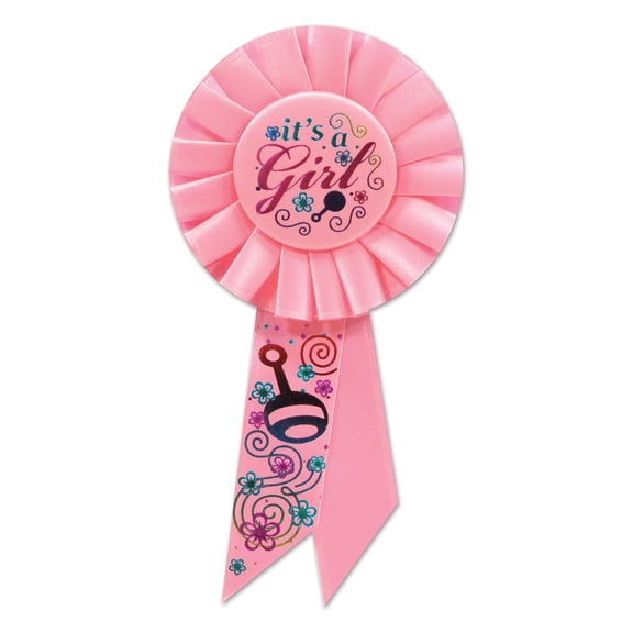 Beistle It's a Girl Rosette, 31/4 by 61/2-Inch