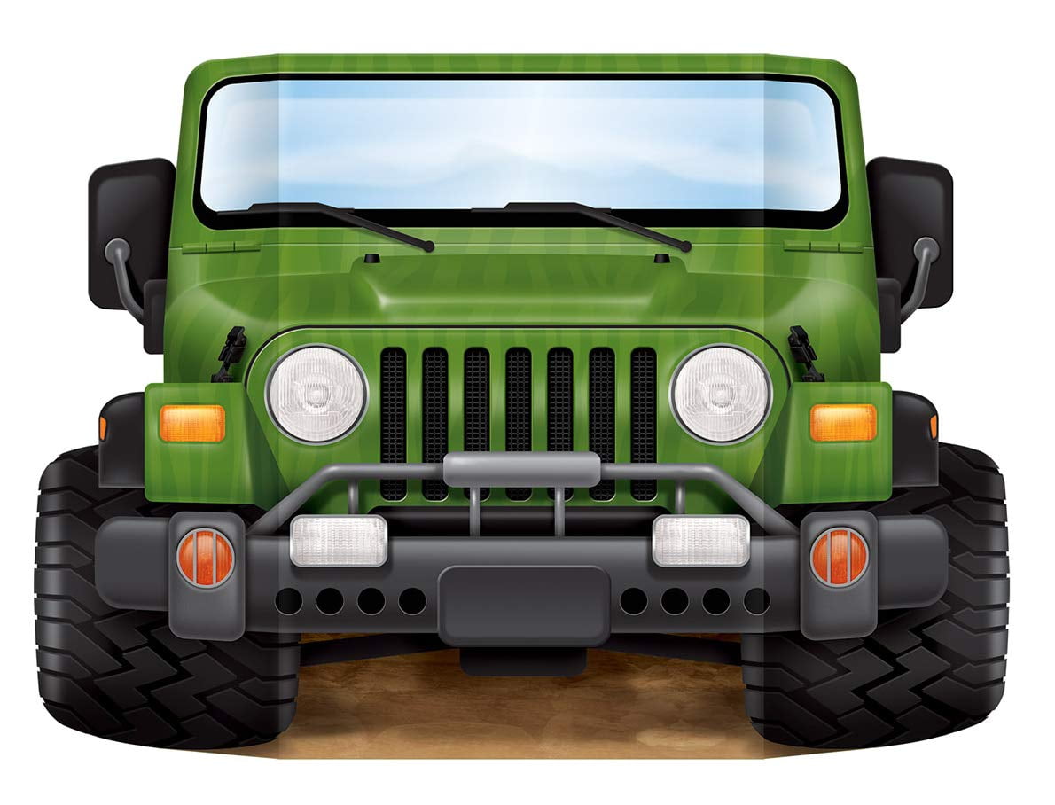 Green Jungle Safari Jeep Photo Prop Backdrop