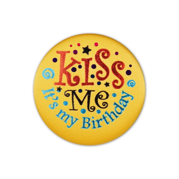 Beistle - Kiss Me It's My Birthday Satin Button - 2" - Pack of 6