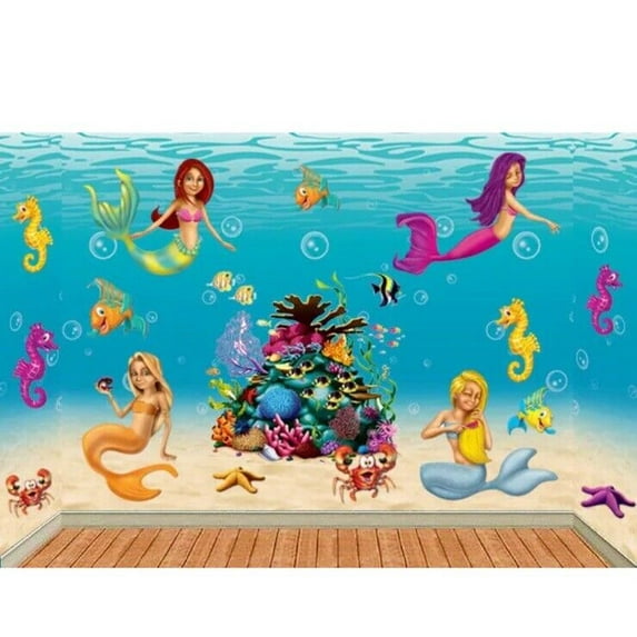 Little Mermaids And Sea Fish Friends Wall Props Decoration