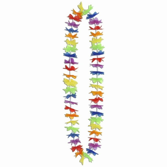50 Pack Beistle Luau Party Silk 'N Petals Rainbow Floral Lei
