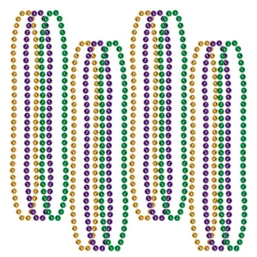 Beistle Mardi Gras Beaded Necklaces 12 Piece Party Favors, 33", Gold/Green/Purple
