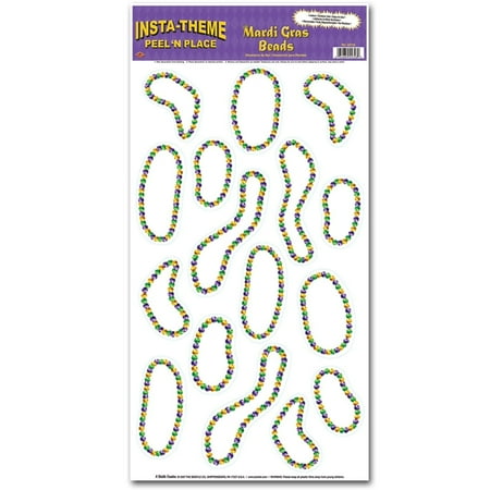 Beistle Mardi Gras Beads Peel 'N Place Clings (12 Sheets Per Case)