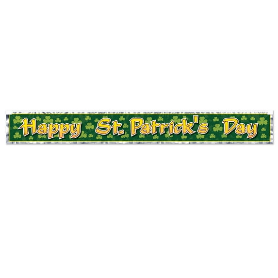 Beistle - Met Happy St Patrick's Day Fringe Banner - 7½" x 5' - Pack of 12