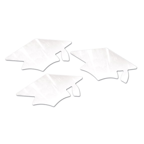 Beistle Metallic Grad Cap Cutouts; White 18/Pack CT04