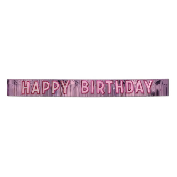 6 Pack Beistle Metallic Happy Birthday Party Banner - pink with silver