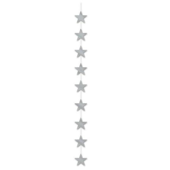 Beistle Metallic Star Stringer Hanging Party Garland- 6.5' - Silver - Club Pack of 12